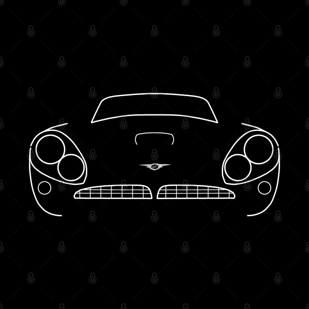 Jensen C-V8 1960s classic British GT car white outline graphic by soitwouldseem