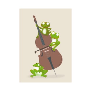 Three funny frogs playing the double bass T-Shirt