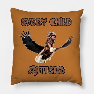 Every child matters. Child riding a bald eagle. Pillow