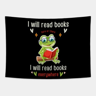 I Will Read Books Bookish Bookworm Readers Funny frog read Book Lovers Tapestry