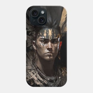 Warrior Indian Portrait Fantasy Painting Dark Character Wild Spirit Epic Phone Case