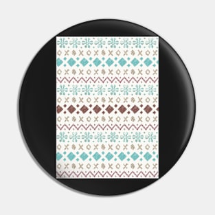 Fairisle pattern - turquoise & brown Pin