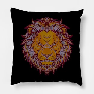 Orange lion head with grey and red highlights Pillow