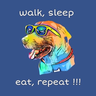 walk, sleep, eat, repeat !!! T-Shirt
