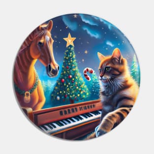 Christmas tree horse cat playing piano Pin