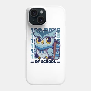 100 days of school typography featuring a Cute owl with a bagpack #1 Phone Case