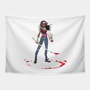 Zombie Hunter Toon Pin Up Tapestry