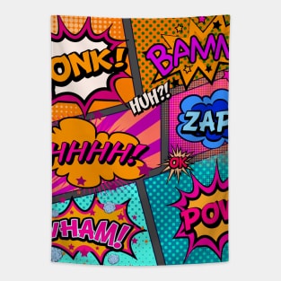 Colorful Comic Book Panels Tapestry