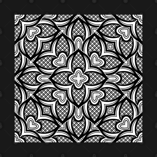 Black and White Seamless Pattern with Mosaic Motif by lissantee