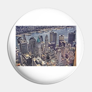 Tower One Overlooking Manhattan - 09/07/2001 Pin