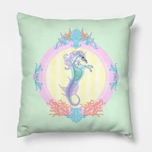 Framed Sea Unicorn (pastel) Pillow