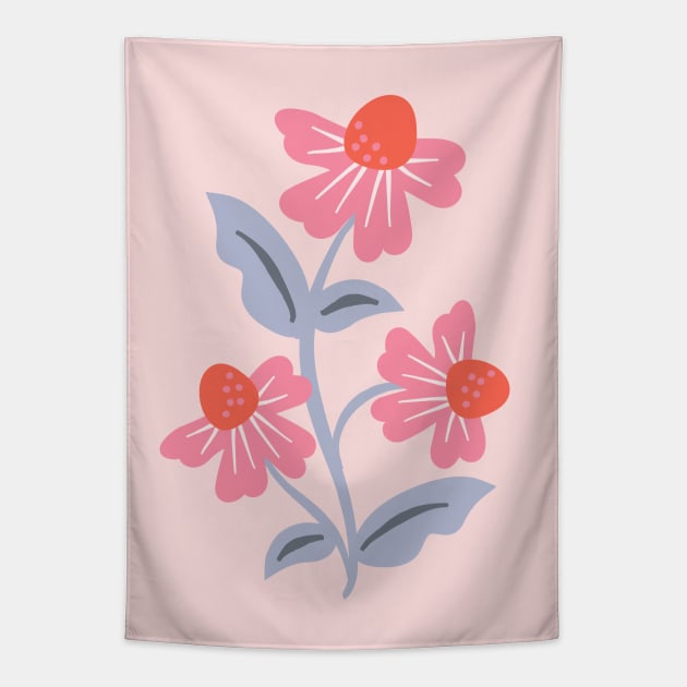 Sweet Pink Floal Tapestry by allisonromerodesign