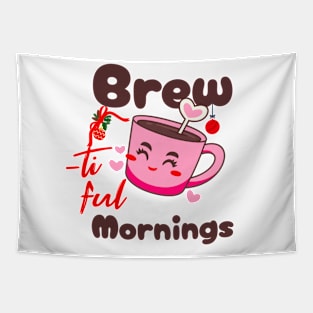 Christmas Coffee Brew-tiful Mornings Coffee Lover Tapestry