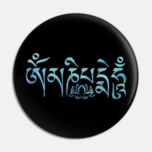 Om Mani Padme Hum Watercolor Blue Pin