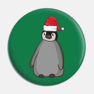 Santa Hat-Wearing Penguin Funny Christmas Holiday Pin