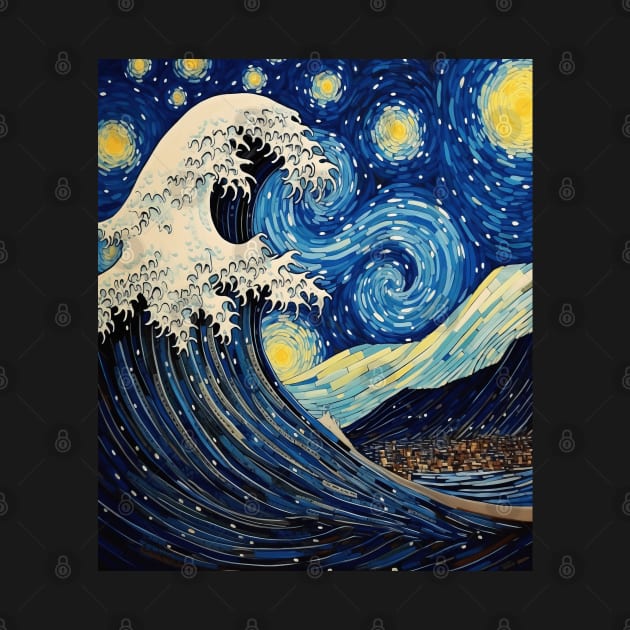 Great Wave off Kanagawa with Starry Nights van Gogh by EVCO Smo