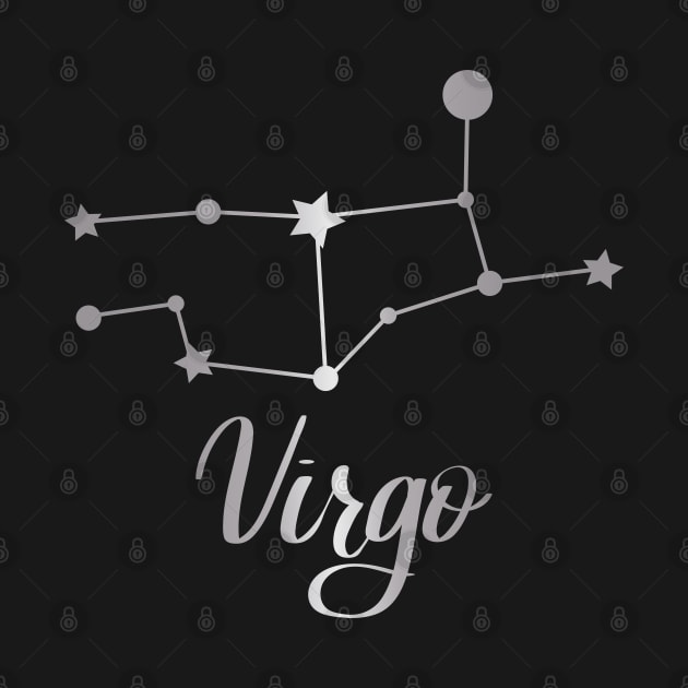 Virgo Zodiac Constellation in Silver - Black by Kelly Gigi