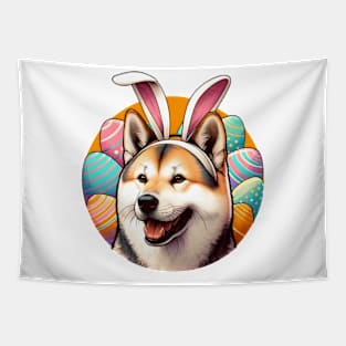 Shikoku with Bunny Ears Celebrates Easter Festivities Tapestry