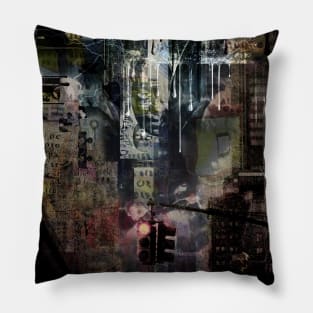 Downtown in muted colors with abstract elements Pillow