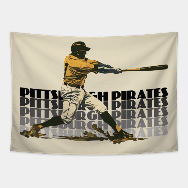 Retro Pittsburgh Pirates Slugger Tapestry by Rad Love