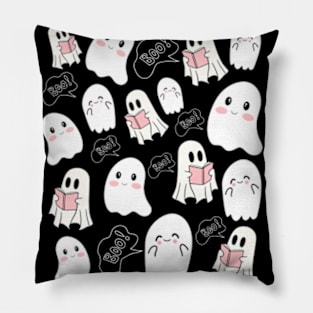 Cute Ghost Pattern for Reading Lover Pillow