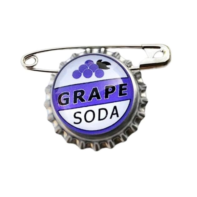 Grape Soda Bottle Cap Pin by Darrell T Smith Art & Design