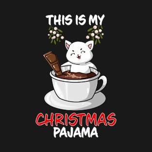 This Is My Christmas Pajama Cats In Chocolate Cup Family Matching Christmas Pajama Costume Gift T-Shirt