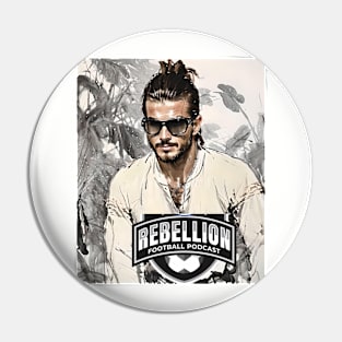 Rebellion Football Podcast (man ponytail and dark shades) Pin