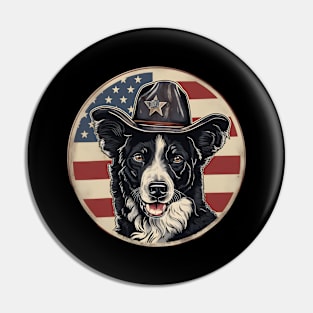 Border Collie 4th of July Pin