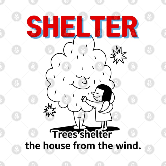 shelter ,Trees shelter  the house from the wind. by zzzozzo