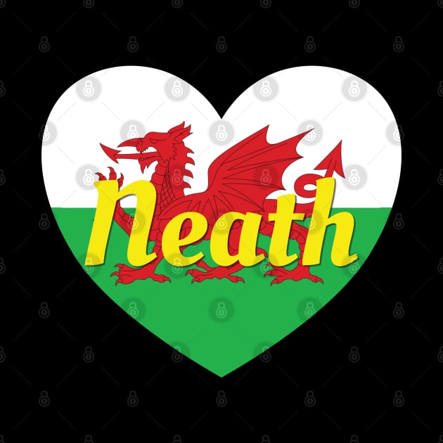 Neath Wales UK Wales Flag Heart by DPattonPD