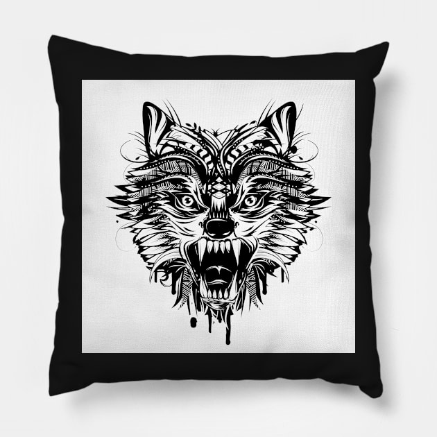 dangerous wolf Pillow by Kisho