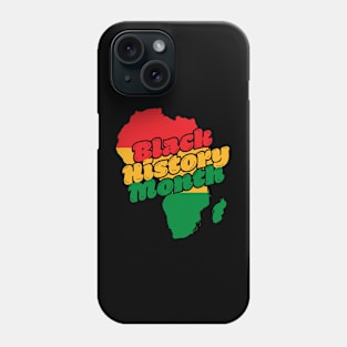 Black History Month Africa map with text design Phone Case