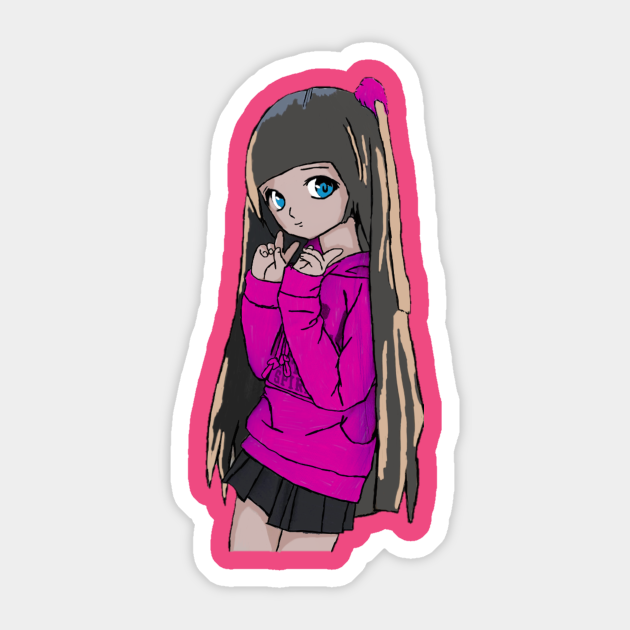 Cute Anime Girl Peace Sign - Cute Anime Girl - Sticker | TeePublic Cute Anime Girl Peace Sign - Cute Anime Girl - Sticker | TeePublic