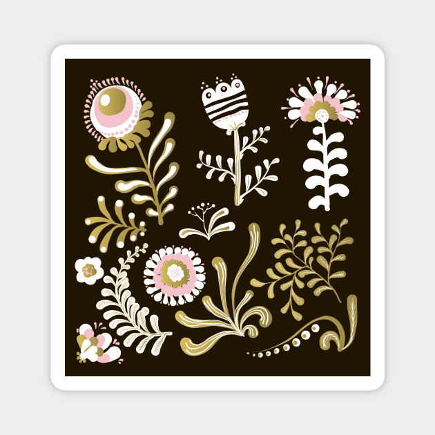 Elegance Seamless pattern with flowers, vector floral illustration in vintage style Magnet by Olga Berlet