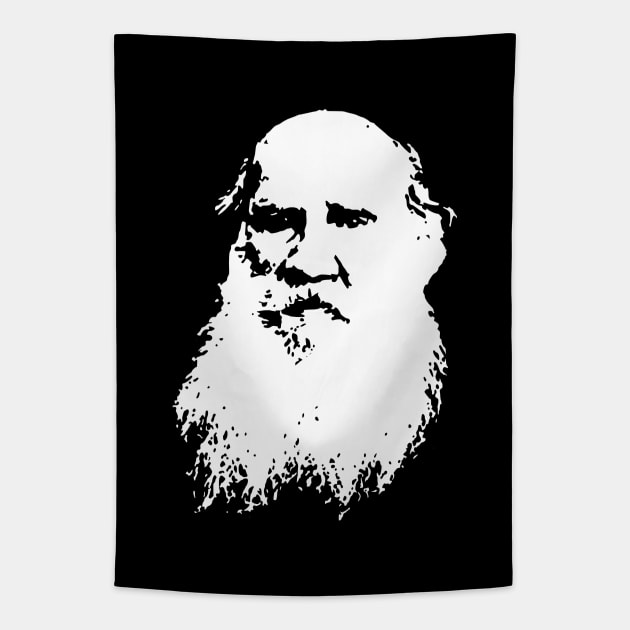 Leo Tolstoy White On Black Tapestry by Nerd_art