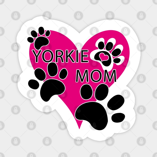 Yorkie Mom Big Heart Dog Paw Prints Magnet by TLSDesigns