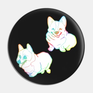 Holographic fat corgi magnet pattern Pin