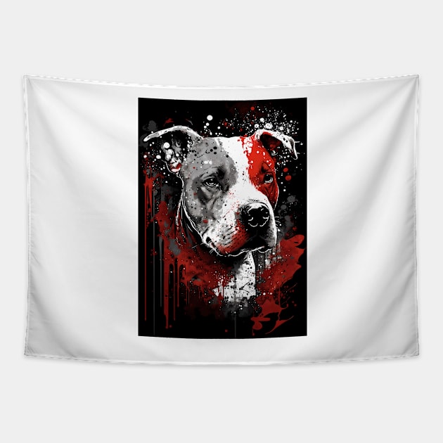 Pit Bull Ink Portrait Tapestry by TortillaChief