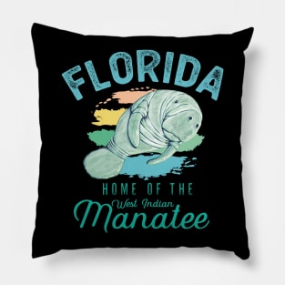 Florida Home Of The West Indian Manatee Pillow
