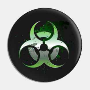 Biohazard symbol on a dark background Pin