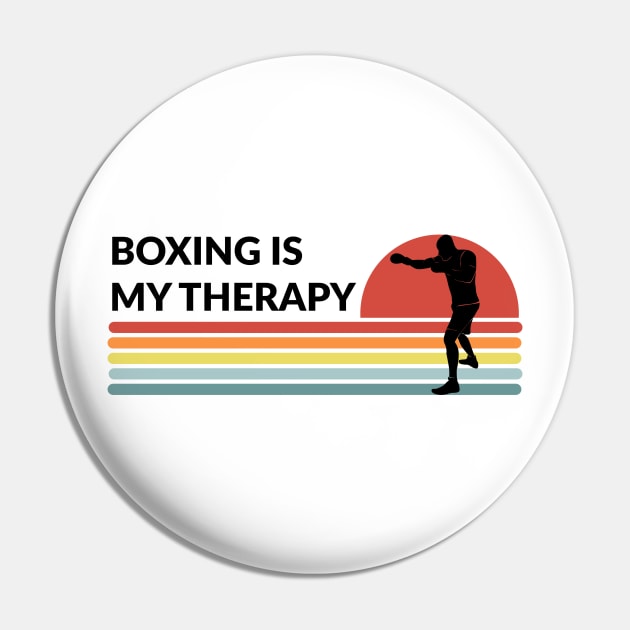 Boxing Is My Therapy Retro Vintage Pin by coloringiship