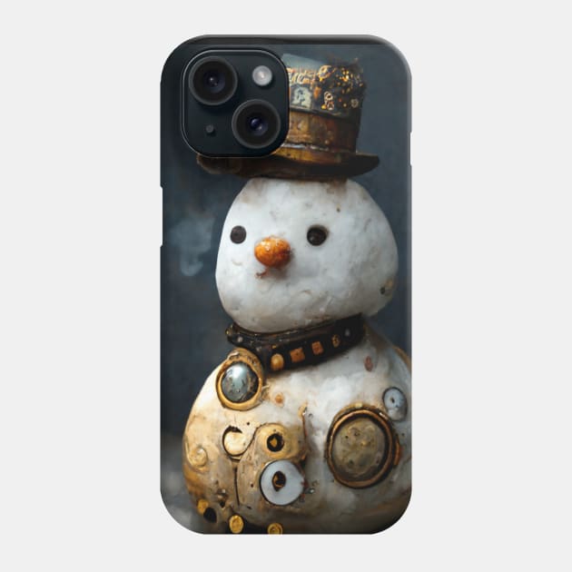 Steampunk Snowman Frosty Scene Phone Case by mw1designsart