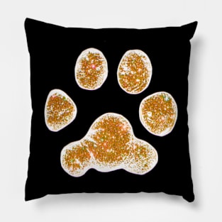 Cool Gold Glittery Paw Print Pillow