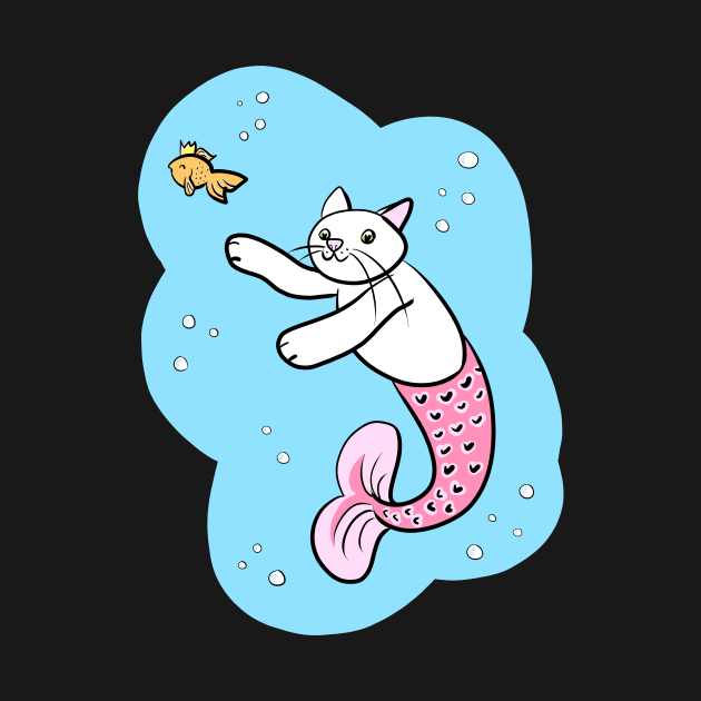 Mermaid Cat with Goldfish by HugSomeNettles