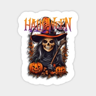 Skeleton Witch Halloween Magnet