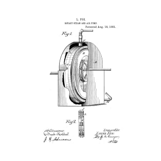 Rotary Steam and Air Pump Vintage Retro Patent Hand Drawing Funny Novelty Gift T-Shirt