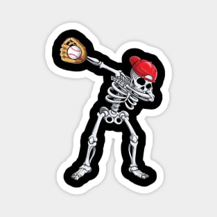 Dabbing Skeleton Baseball Halloween Boys Shirt Magnet