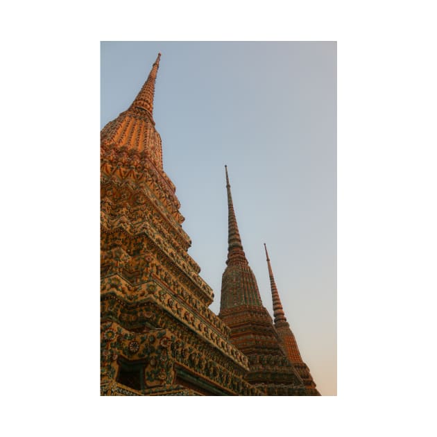 First view from three stupa in a row at Wat Pho temple. by kall3bu