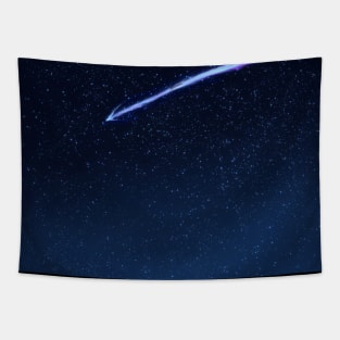 Shooting Star Night Time Scenery - Calming Anime Nature Scene Tapestry